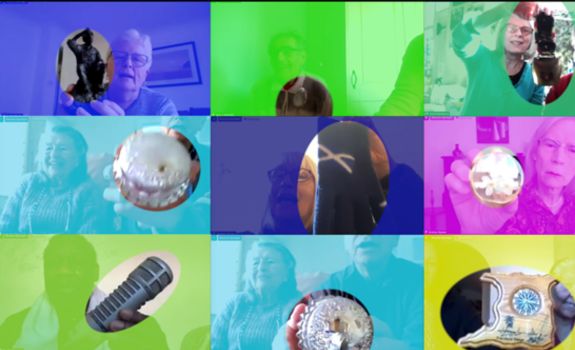Zoom screen showing participant works with colour effect over each participant