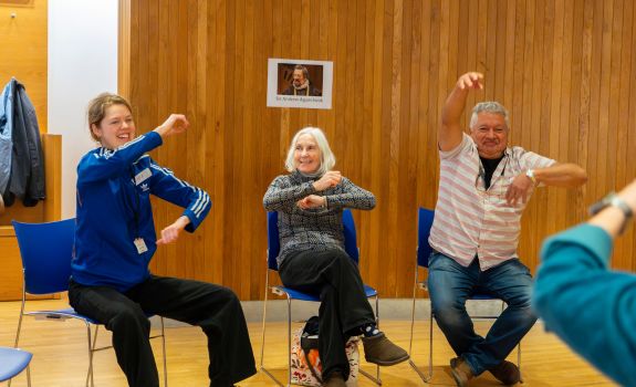 Participants in playful movement during the Globe programme